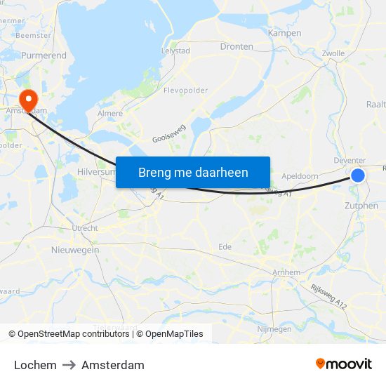 Lochem to Amsterdam map