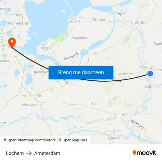 Lochem to Amsterdam map