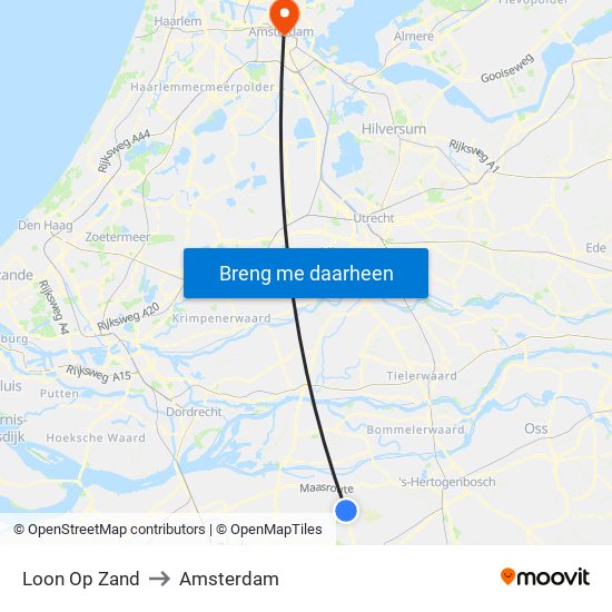 Loon Op Zand to Amsterdam map