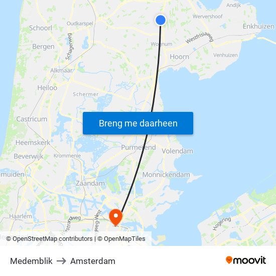 Medemblik to Amsterdam map