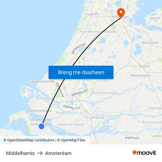 Middelharnis to Amsterdam map
