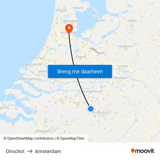 Oirschot to Amsterdam map