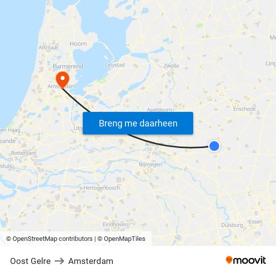 Oost Gelre to Amsterdam map