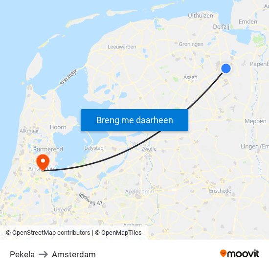 Pekela to Amsterdam map