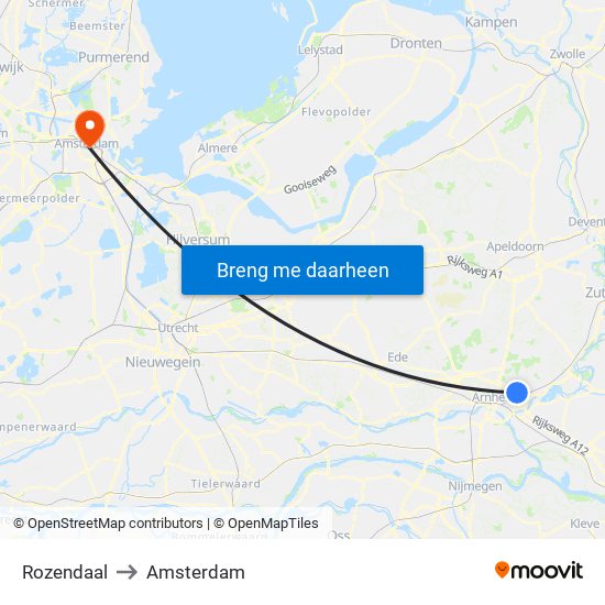 Rozendaal to Amsterdam map