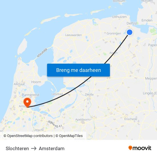 Slochteren to Amsterdam map