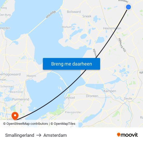 Smallingerland to Amsterdam map