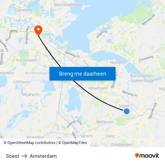 Soest to Amsterdam map