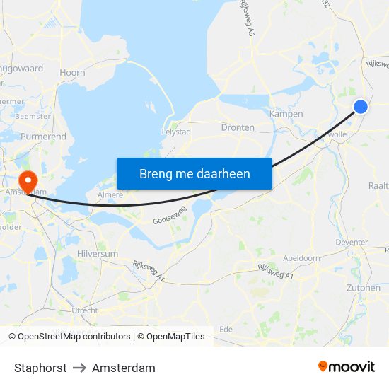 Staphorst to Amsterdam map