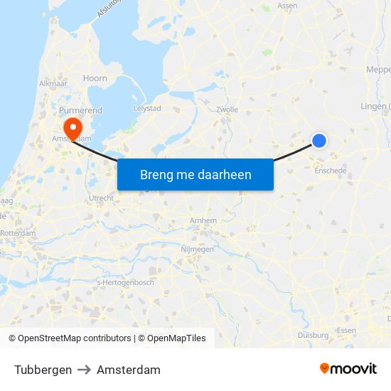 Tubbergen to Amsterdam map
