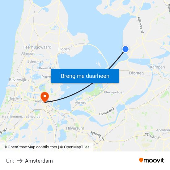 Urk to Amsterdam map