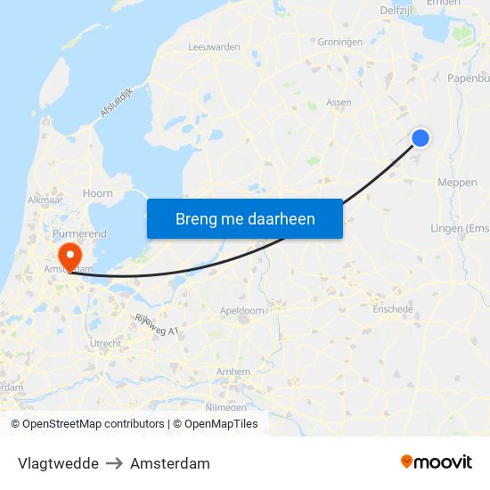 Vlagtwedde to Amsterdam map