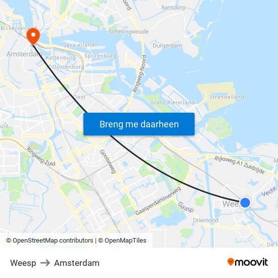 Weesp to Amsterdam map