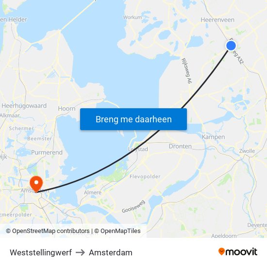 Weststellingwerf to Amsterdam map