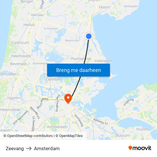 Zeevang to Amsterdam map