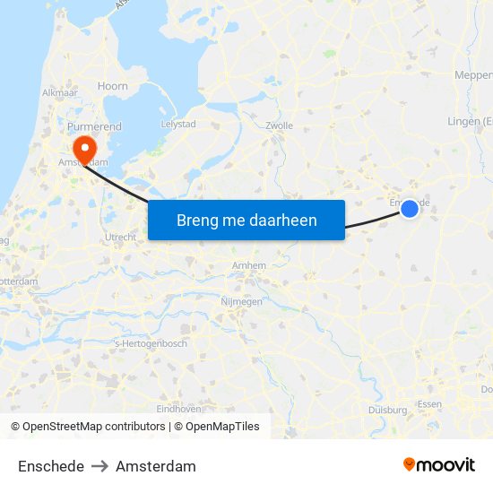 Enschede to Amsterdam map