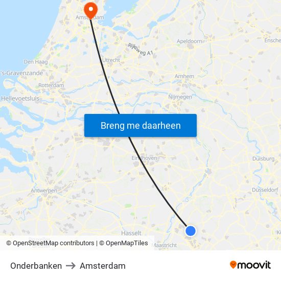 Onderbanken to Amsterdam map