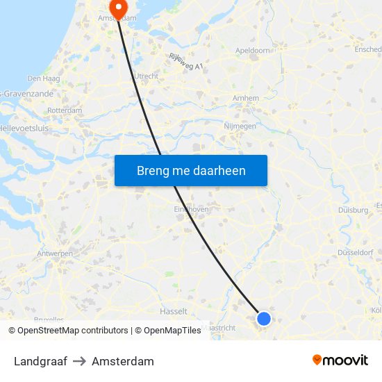 Landgraaf to Amsterdam map