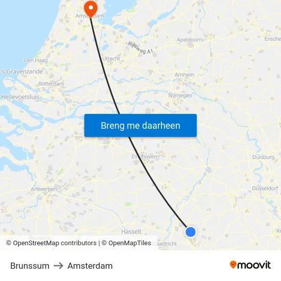 Brunssum to Amsterdam map