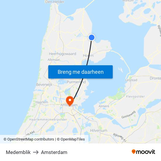 Medemblik to Amsterdam map