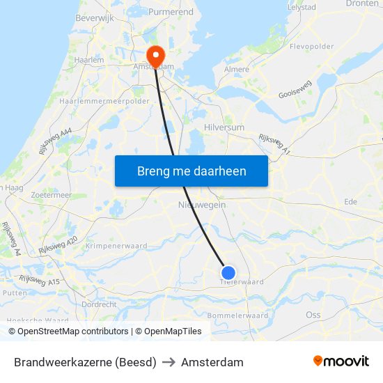 Brandweerkazerne (Beesd) to Amsterdam map