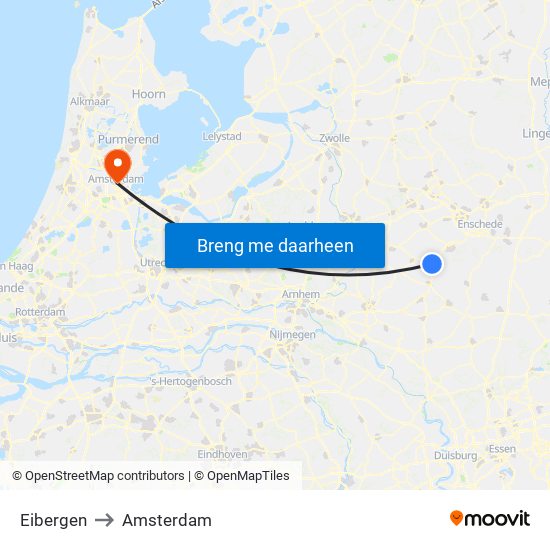 Eibergen to Amsterdam map