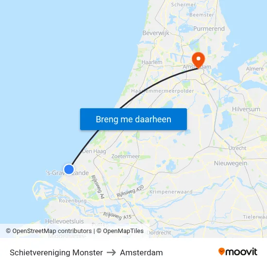 Schietvereniging Monster to Amsterdam map