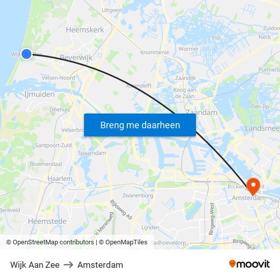 Wijk Aan Zee to Amsterdam map