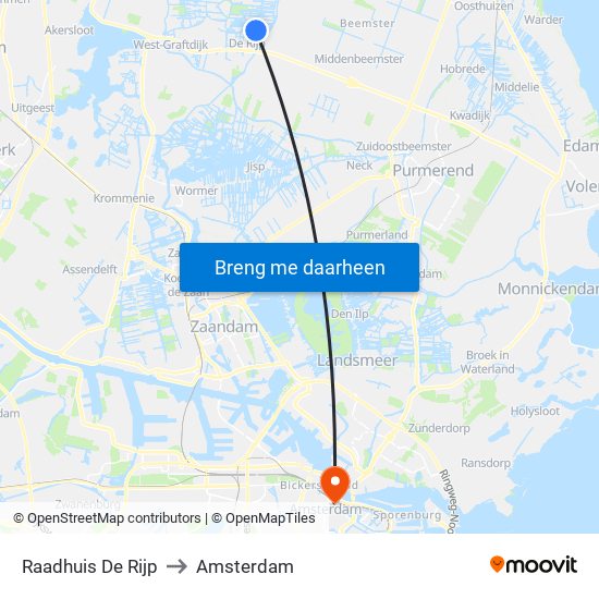 Raadhuis De Rijp to Amsterdam map