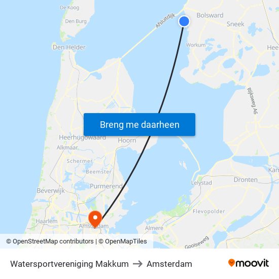 Watersportvereniging Makkum to Amsterdam map