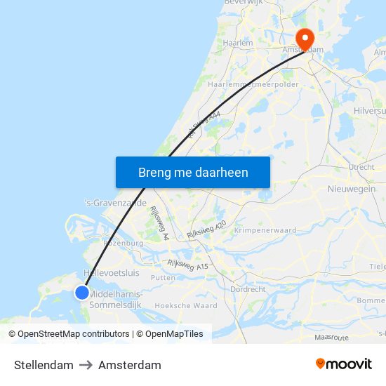 Stellendam to Amsterdam map