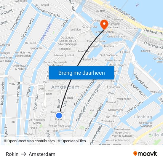 Rokin to Amsterdam map