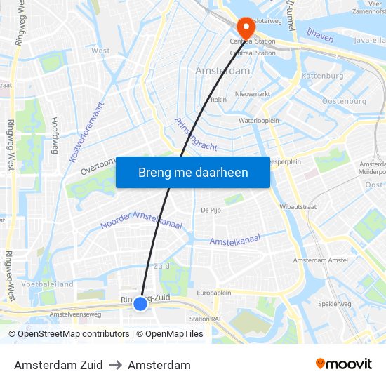 Amsterdam Zuid to Amsterdam map