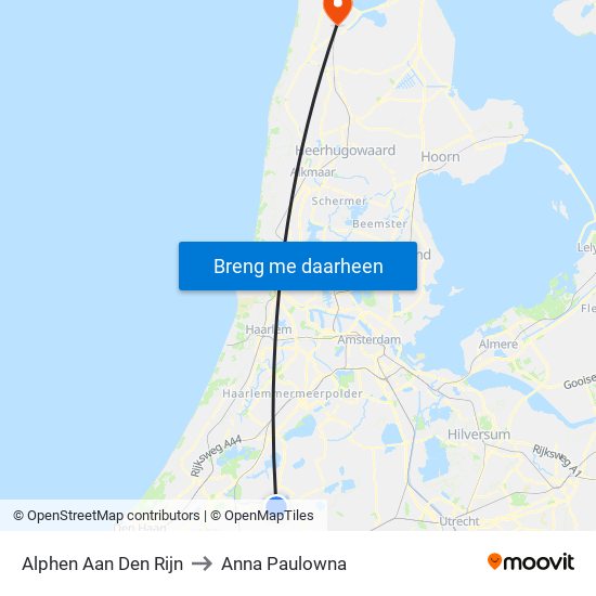 Alphen Aan Den Rijn to Anna Paulowna map