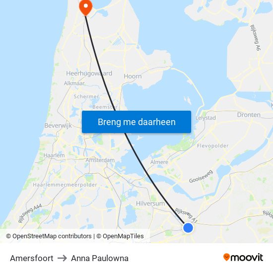 Amersfoort to Anna Paulowna map