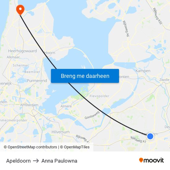 Apeldoorn to Anna Paulowna map