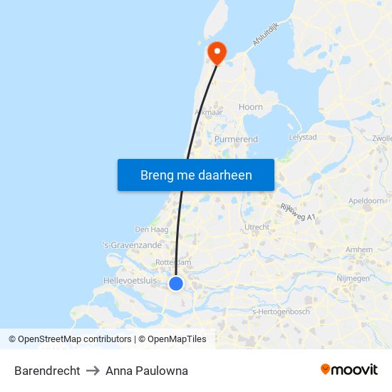 Barendrecht to Anna Paulowna map