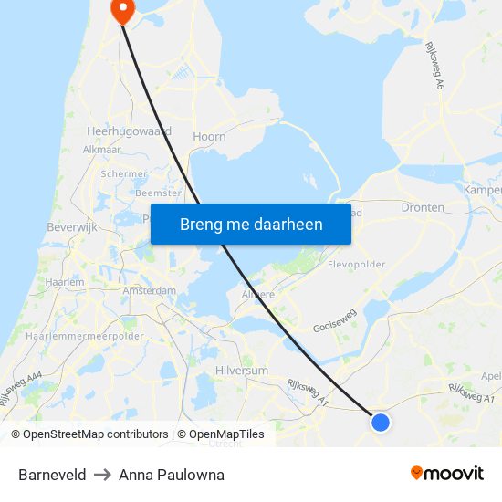 Barneveld to Anna Paulowna map