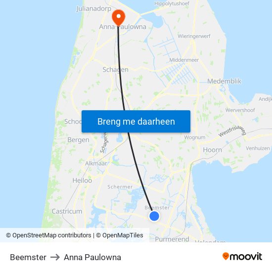 Beemster to Anna Paulowna map