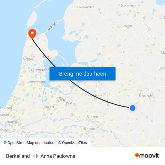 Berkelland to Anna Paulowna map