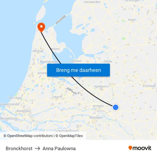 Bronckhorst to Anna Paulowna map
