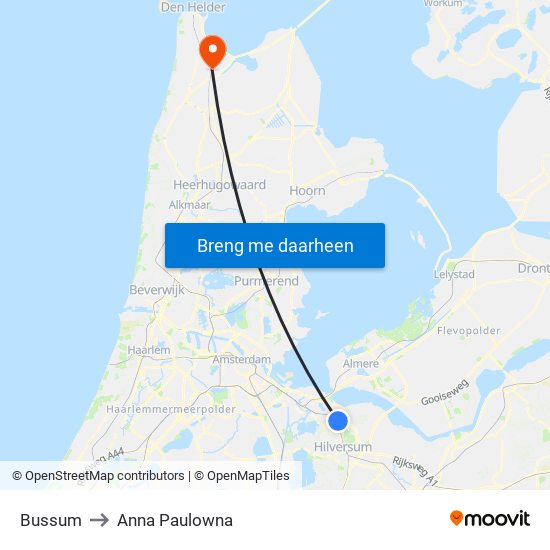 Bussum to Anna Paulowna map