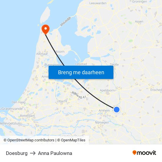 Doesburg to Anna Paulowna map