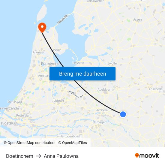 Doetinchem to Anna Paulowna map