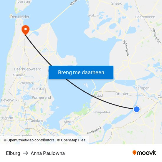 Elburg to Anna Paulowna map