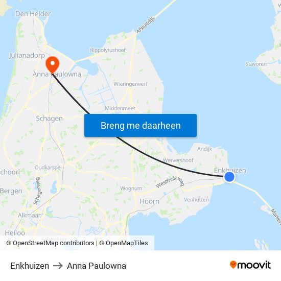 Enkhuizen to Anna Paulowna map