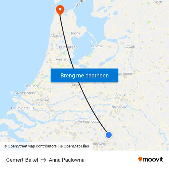 Gemert-Bakel to Anna Paulowna map