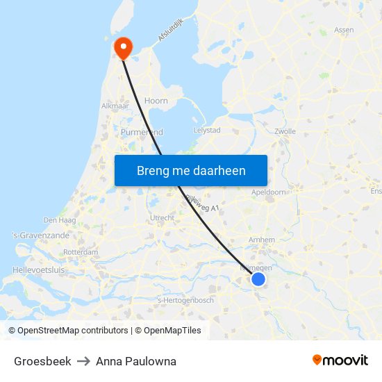 Groesbeek to Anna Paulowna map