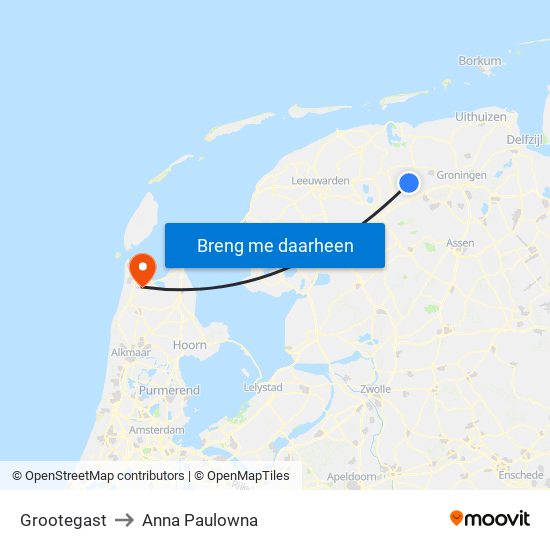 Grootegast to Anna Paulowna map