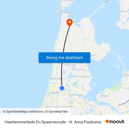 Haarlemmerliede En Spaarnwoude to Anna Paulowna map